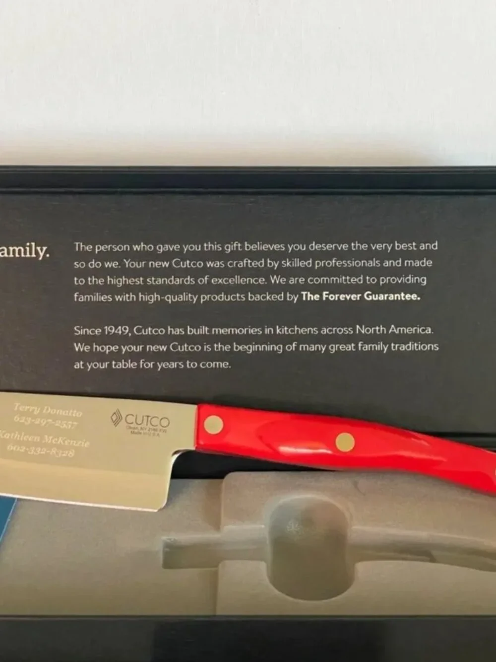 Cutco 5 inch Petite Santoku Knife Black Presentation Box Brand NEW IN BOX